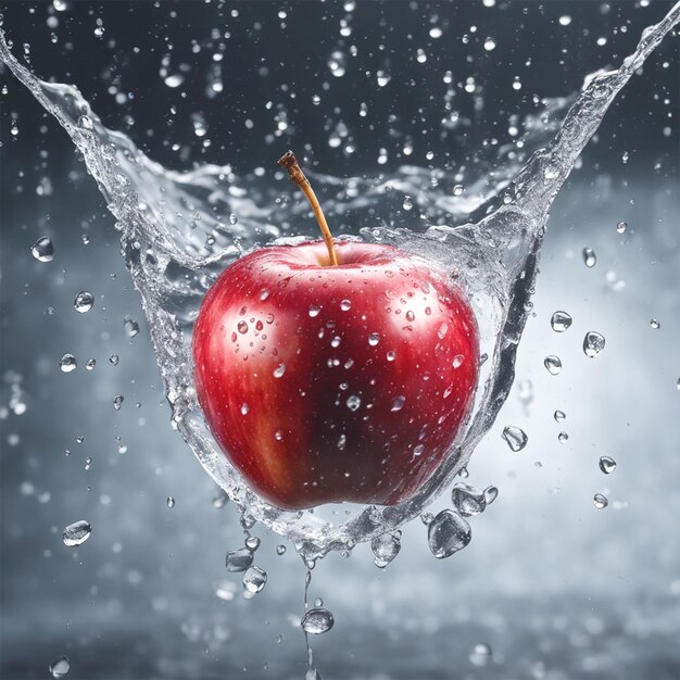 redapple in water splash