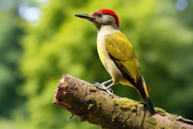 Redbellied Woodpecker Picus rufescens Мужчина Green Woodpecker Picus erythrorhynchus, сидящий на дереве AI Generated