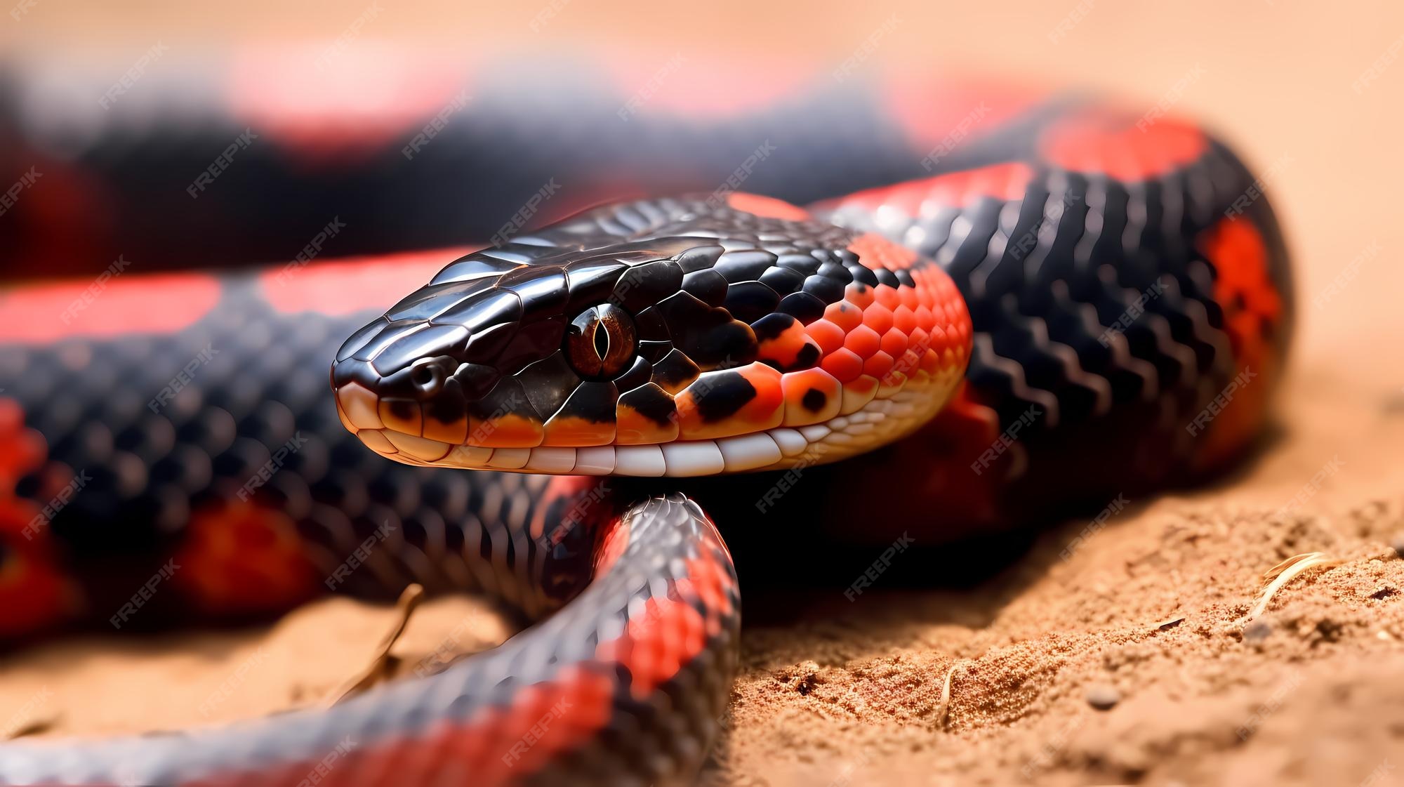 Premium Photo | RedBlack striped snake Bothropthalmus lineatus