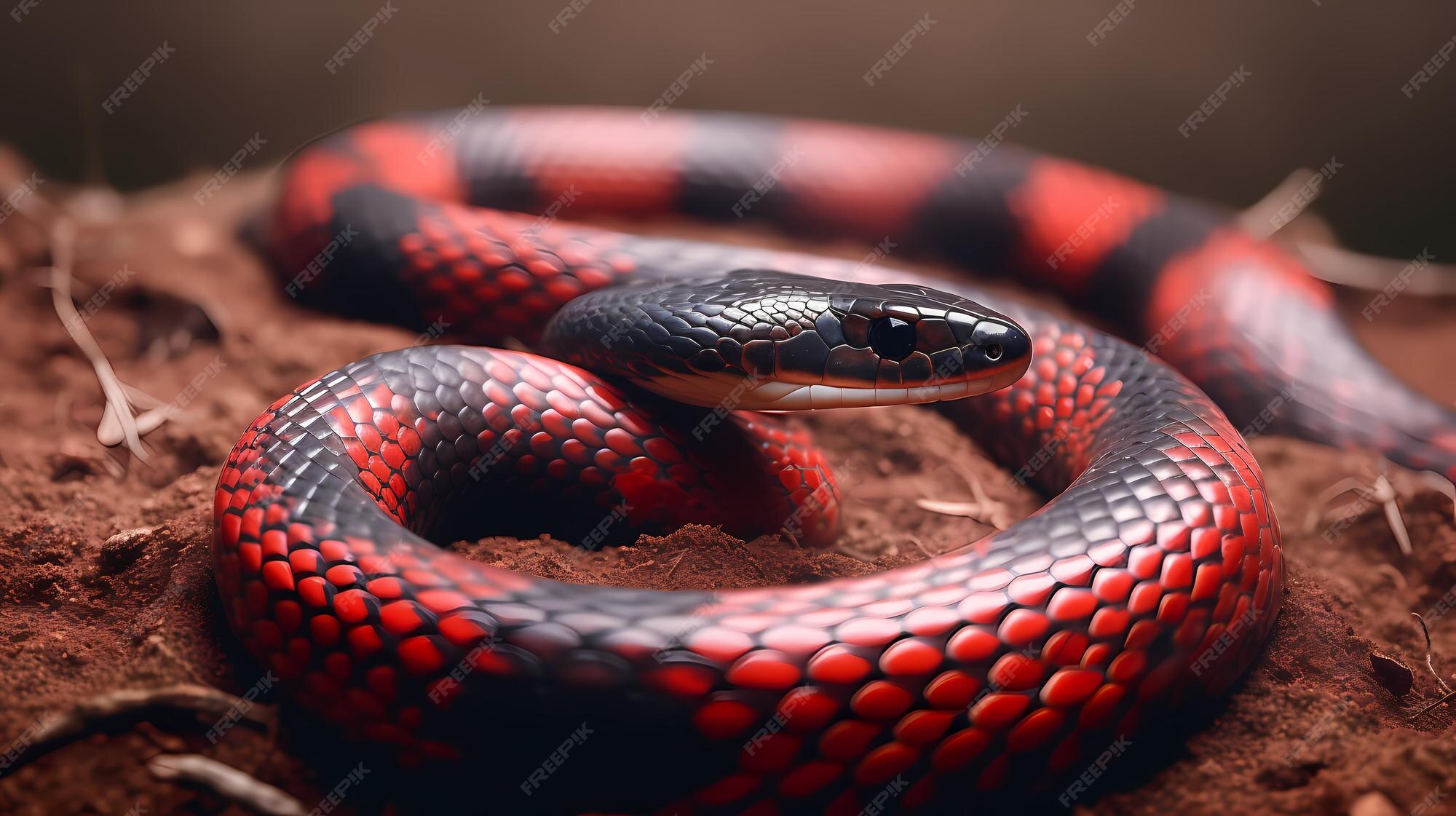 Premium Photo | RedBlack striped snake Bothropthalmus lineatus
