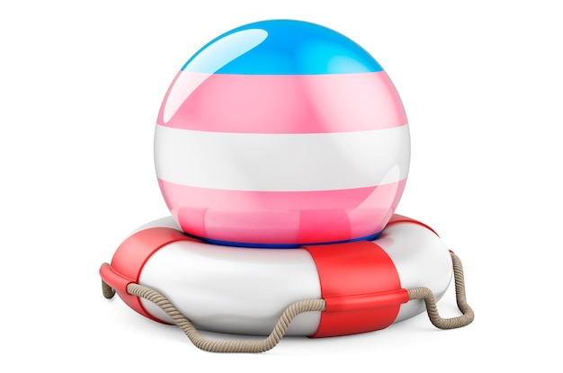 Reddingsboei met transgender vlag 3D-rendering