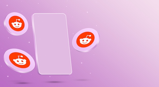 Reddit iconen met mobiele telefoon 3d render