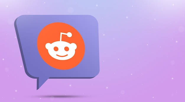 Значок логотипа Reddit на речи пузырь 3d