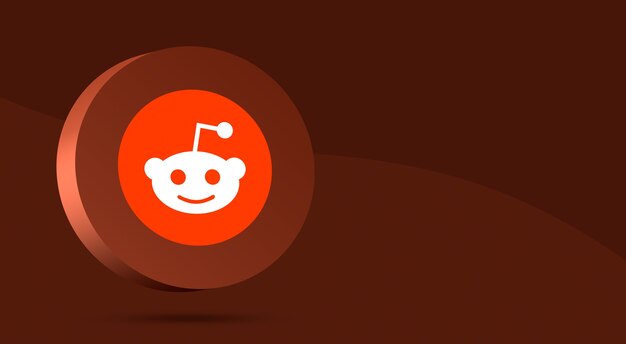 Reddit logo minimal design on circle 3d