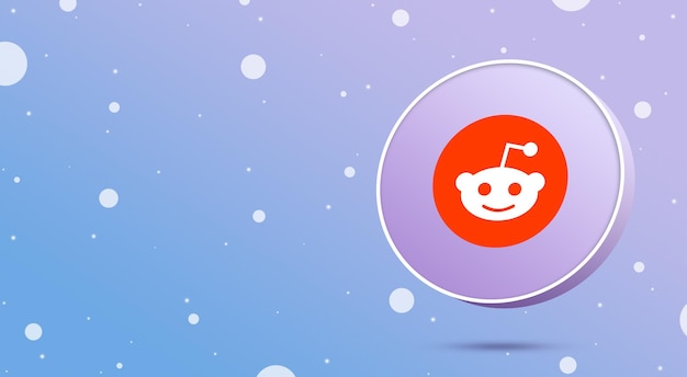 Foto reddit-logo op een ronde knop 3d