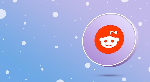 Photo reddit logo on a round button 3d