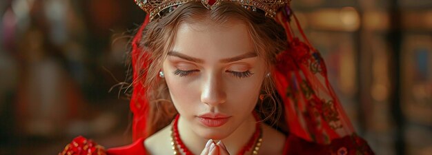 赤い服を着た 中世の女王