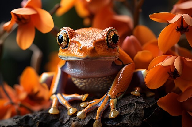 Photo redeyed wonder closeup of a tree frog in leafy habitat