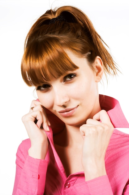 Redhair beauty on white