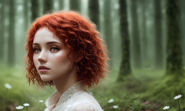 Redhaired Beauty in the Forest