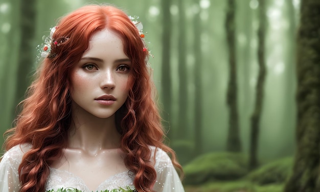 Redhaired Beauty in the Forest