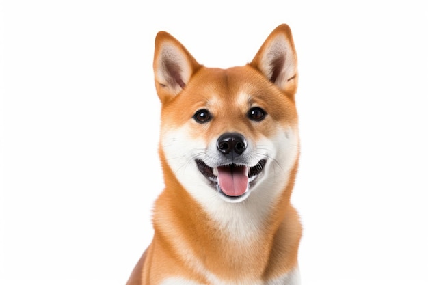 Рыжеволосая собака шиба-ину изолирована на белом фоне