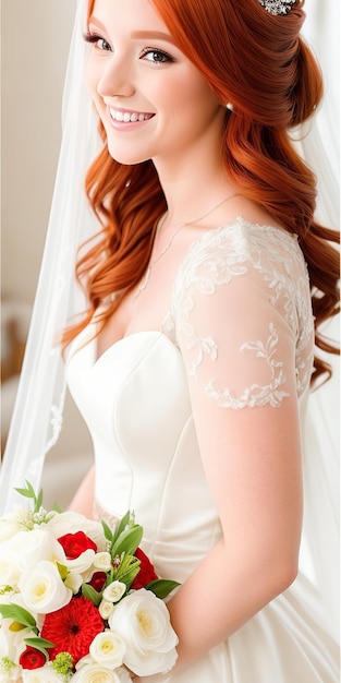 redhead bride in the garden