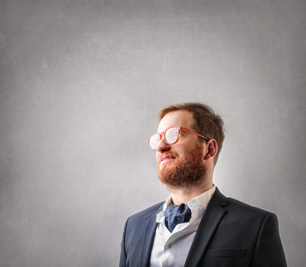 Redhead businessman wearing glasses