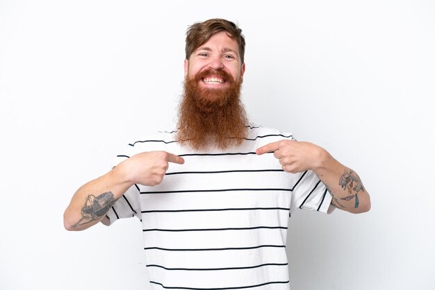 Redhead man with beard isolated on white background with surprise facial expression