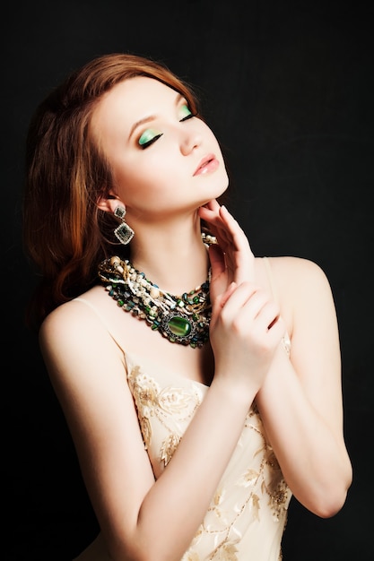 Redhead Woman Fashion Model Dreaming