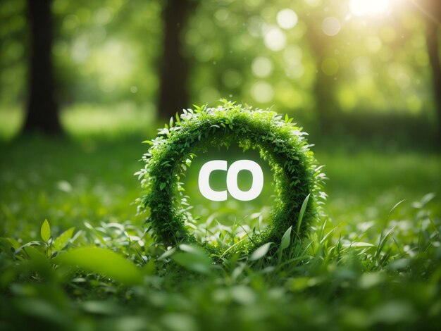 Reduce co2 emission concept co2 symbol on green background