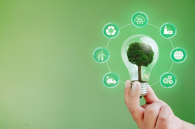 reduce co2 emissions concept of circular sustainable development net zero
