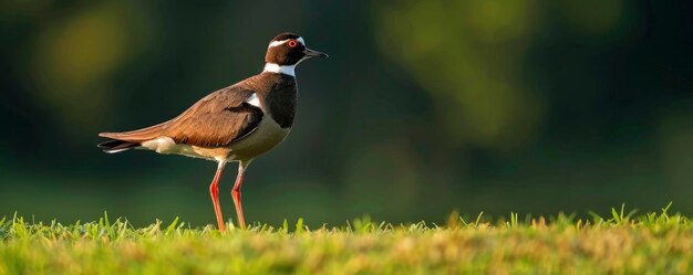 Photo a redwattled lapwing bird is seen standing in a meadow