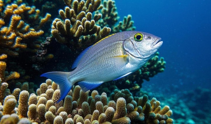 Photo reef fish in coral