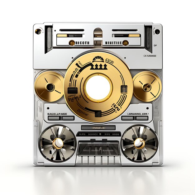 Reel Cassette Mp3 Music Tech Evolution Cassette Design Decoration Object Isolated on White BG