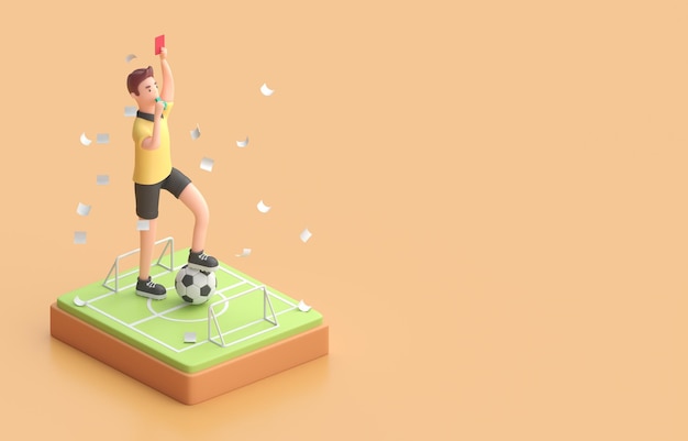 Referee Showing Red Card 3D render