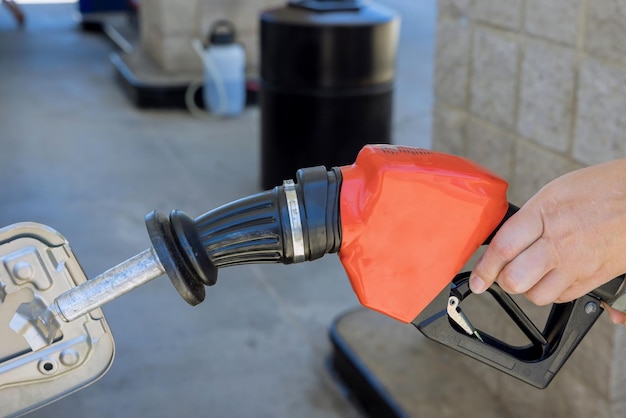 Refill filling oil gas fuel at station refueling to fill the machine with fuel