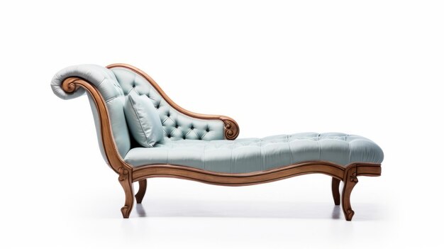 Refined Elegance Light Blue Chaise Lounge On White Background