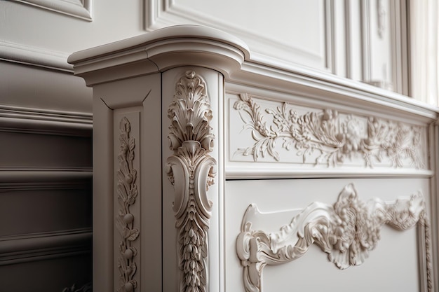 Photo refined and elegant with intricate moldings and detailing created with generative ai