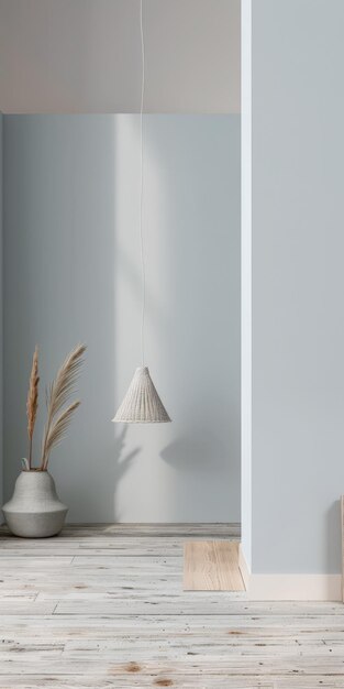 Foto composizione di interni minimalisti raffinati in colori sereni copyspace per testo e mobili minimalisti