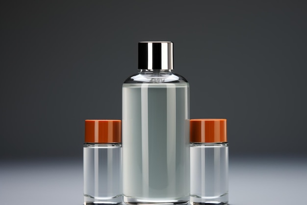 Refined presentation Cosmetic product bottle set against a serene light grey background