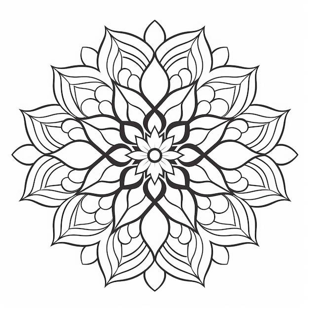 Refined Technique Mandala Flower Coloring Page