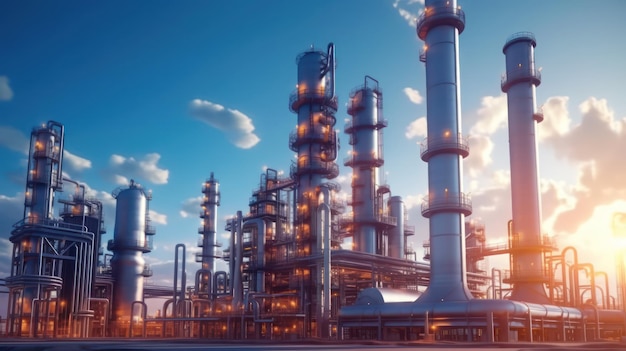 Refineriebedrijf ingenieur werknemer die voor de olie- en gasindustrie fabriek staat Olie raffinaderij