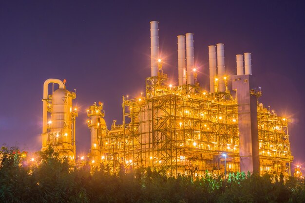 Refinery industrial plant at night