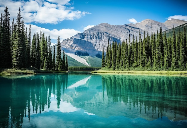 Reflecterende rust Lake Briesen Banff National Park