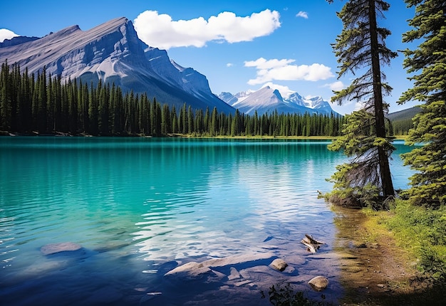 Reflecterende rust Lake Briesen Banff National Park