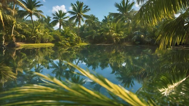 Reflectie van palmtakken