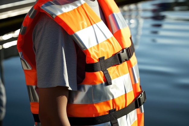 Foto reflectieve banden op een reddingsvest