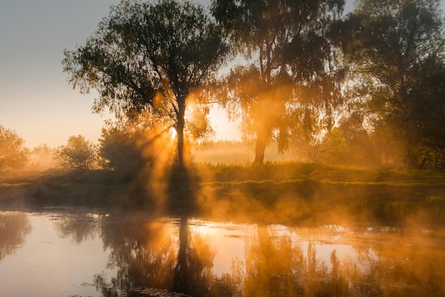 Reflection of a beautiful dawn sky in a river