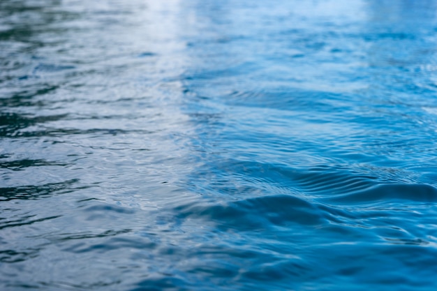 Reflection of blue water surface with small waves