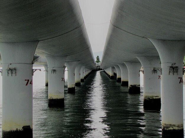 Photo reflection of bridge on water in building