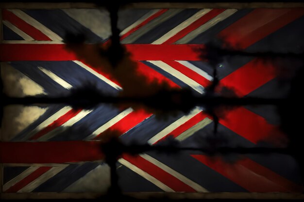 Photo a reflection of a british flag in a puddle of water