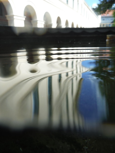 Photo reflection of building in river