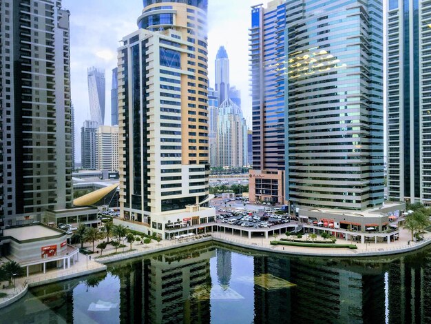 Photo reflection of buildings in canal