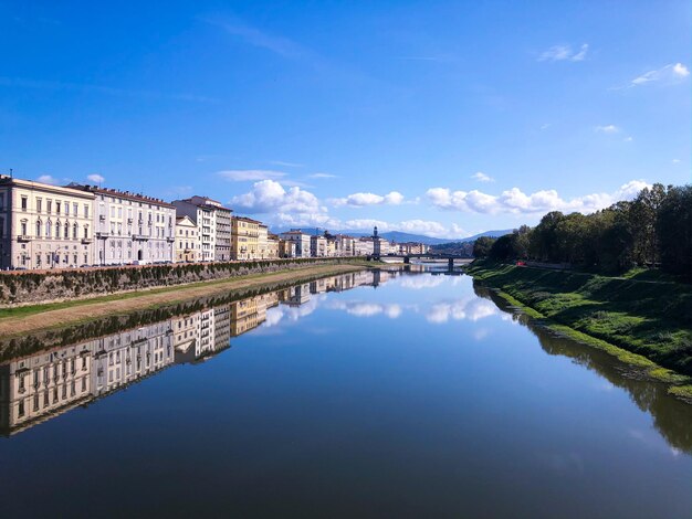 Reflection of buildings in river