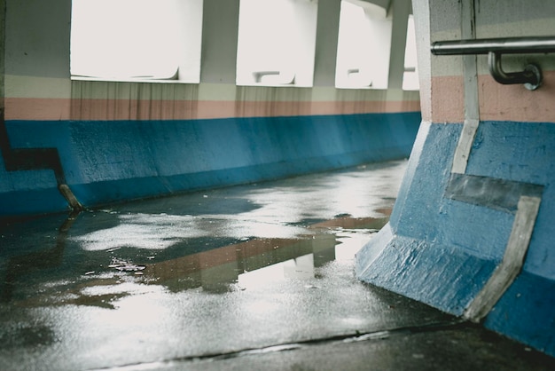 Photo reflection of built structure in water