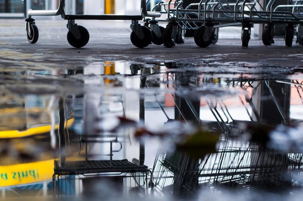 reflection of cars in water
