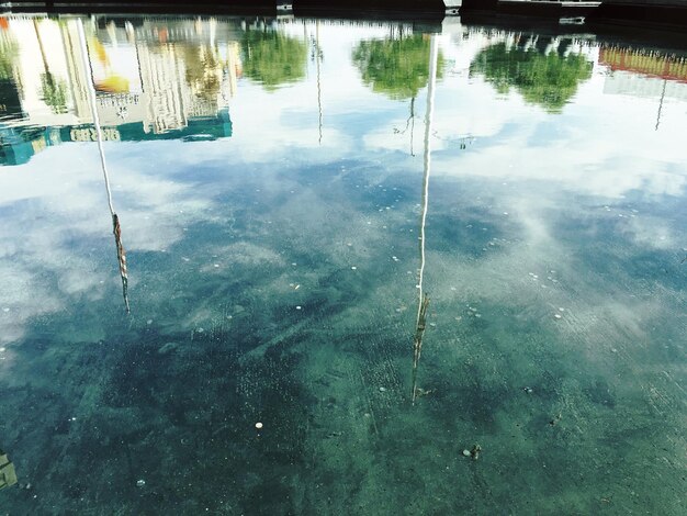 Foto riflessione delle nuvole nell'acqua