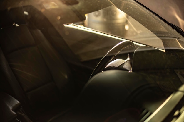 Reflection on Glass and Car Interior Detail