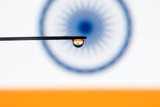 Reflection of indian flag on water drop